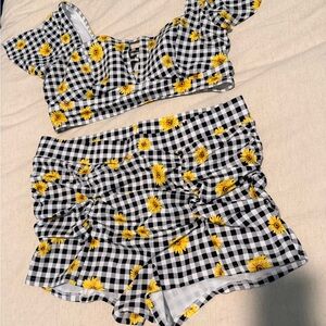 Toerid Gingham Sunflower Two-Piece Swim suit